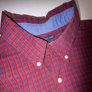 Chaps Mens Red Plaid Button Down Long Sleeve Shirt Easy Care